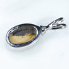 Natural Australian Boulder Opal and Diamond Silver Pendant with Silver Chain (10mm x 6.5mm)  Code -SD260