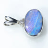 Natural Australian Boulder Opal and Diamond Silver Pendant with Silver Chain (7mm x 11mm)  Code -SD237