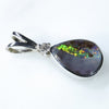 Natural Australian Boulder Opal and Diamond Silver Pendant with Silver Chain (7mm x 9mm)  Code -SD247