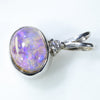 Natural Australian Boulder Opal and Diamond Silver Pendant with Silver Chain (7mm x 9mm)  Code -SD233