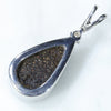 Natural Australian Boulder Opal and Diamond Silver Pendant with Silver Chain (15mm x 9mm)  Code -SD231