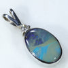 Natural Australian Boulder Opal and Diamond Silver Pendant with Silver Chain (11mm x 7mm)  Code -SD293