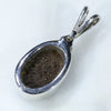 Natural Australian Boulder Opal and Diamond Silver Pendant with Silver Chain (11mm x 7mm)  Code -SD293