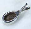 Natural Australian Boulder Opal and Diamond Silver Pendant with Silver Chain (9.5mm x 6mm)  Code -SD266