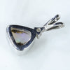 Natural Australian Boulder Opal and Diamond Silver Pendant with Silver Chain (6.5mm x 8mm)  Code -SD286