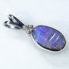 Natural Australian Boulder Opal and Diamond Silver Pendant with Silver Chain (9mm x 6mm) Code -SD292