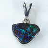 Natural Australian Boulder Matrix Opal and Diamond Silver Pendant with Silver Chain (7mm x 9mm)  Code -SD228