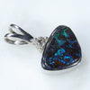Natural Australian Boulder Matrix Opal and Diamond Silver Pendant with Silver Chain (7mm x 9mm)  Code -SD228