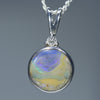 Natural Australian Opal Silver Pendant with Diamond