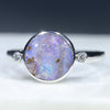 Natural Australian Opal Silver ring with Diamonds