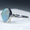 Australian Solid Boulder Opal and Diamond Silver Ring - Size 10 Code - RS107