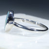 Australian Solid Boulder Opal and Diamond Silver Ring - Size 10 Code - RS107