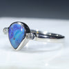 Sterling Silver- Solid Boulder Opal- Natural Diamonds