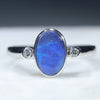 Natural Australian Opal Silver Ring with Diamonds