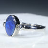 Australian Solid Boulder Opal and Diamond Silver Ring - Size 5.5 Code - RS128