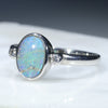 Australian Solid Boulder Opal and Diamond Silver Ring - Size 8 Code - RS135