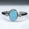 Natural Australian Opal Silver Ring with Diamonds