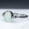 Australian Solid Boulder Opal and Diamond Silver Ring - Size 8.25 Code - RS114