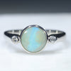 Natural Australian Boulder Opal Silver Ring with Diamonds