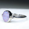 Sterling Silver-Solid Boulder Opal-Natural Diamonds