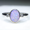 Natural Australian Opal Silver Ring with Diamonds