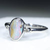 Sterling Silver- Solid Boulder Opal -Natural Diamonds