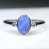 Natural Australian Silver Opal Ring with Diamonds