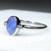 Australian Solid Boulder Opal and Diamond Silver Ring - Size 6 Code - RS117