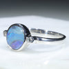 Australian Solid Boulder Opal and Diamond Silver Ring - Size 8.5 Code - RS133