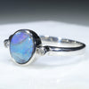 Sterling Silver - Solid Boulder Opal - Natural Diamonds
