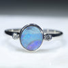 Natural Australian Opal Silver Ring with Diamonds