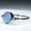Australian Solid Boulder Opal and Diamond Silver Ring - Size 8.5 Code - RS133