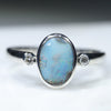 Natural Australian Opal Silver Ring with Diamonds