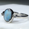 Sterling Silver- Solid Boulder Opal- Natural Diamonds