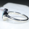 Australian Solid Boulder Opal and Diamond Silver Ring - Size 7 Code RS118
