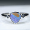 Natural Australian opal Silver ring with Diamonds