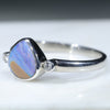Australian Solid Boulder Opal and Diamond Silver Ring - Size 8.5 Code - RS134