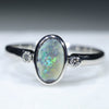 Natural Australian Opal Silver Ring with Diamonds