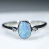 Natural Australian Silver Opal Ring with Diamonds