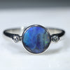 Natural Australian Opal Silver Ring with Diamonds