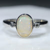 Natural Australian Crystal Opal Silver Ring with Diamonds