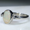 Sterling Silver- Solid Crystal Opal -Natural Diamonds