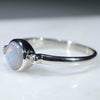 Australian Solid Boulder Opal and Diamond Silver Ring - Size 6 Code - RS123