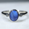 Natural Australian Opal Silver Ring with Diamonds