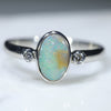 Natural Australian Boulder Opal Silver Ring with Diamonds