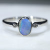 Natural Australia Boulder Opal Silver ring with Diamonds