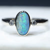 14k White Gold Natural Boulder Opal and Dimond Ring