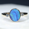 10k Gold Stunning Boulder Opal and Diamond Ring