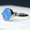 Natural Australian Boulder Opal and Diamond Gold Ring - Size 6.75 US Code - RL71