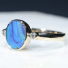 10k Gold-Solid Boulder Opal- Natural Diamonds